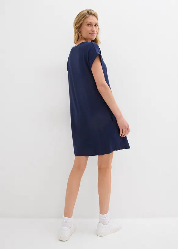 Jerseykjole med broderi i viskose-/ elastanmiks, bonprix