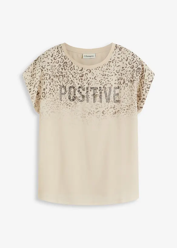 Topp med vevd innfelling og glitterstener, bonprix