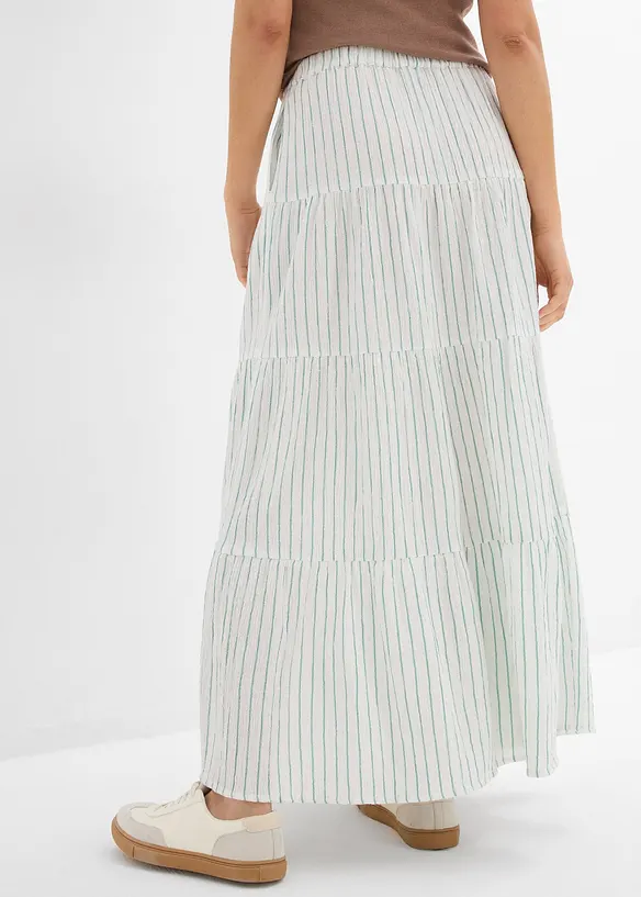 Maxiskjørt i 100% bomull med stripemønster, bonprix