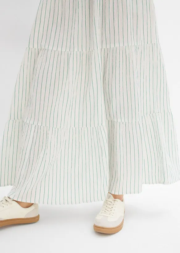 Maxiskjørt i 100% bomull med stripemønster, bonprix