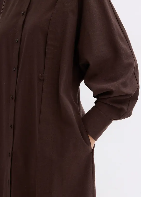 Oversized skjortekjole i viskosemiks, bonprix