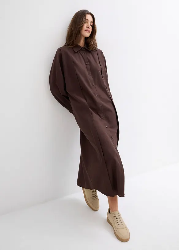 Oversized skjortekjole i viskosemiks, bonprix