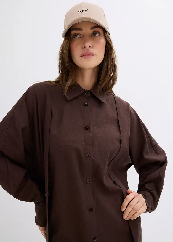 Oversized skjortekjole i viskosemiks, bonprix