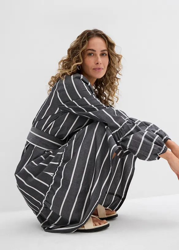Midikjole i ren bomull med stripemønster, bonprix