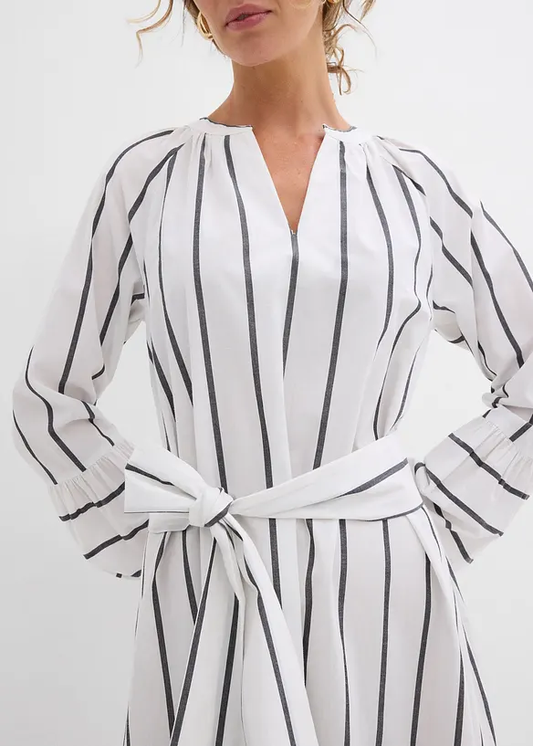 Midikjole i ren bomull med stripemønster, bonprix