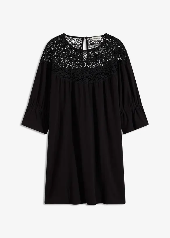 Trikotkjole med heklede blonder, bonprix
