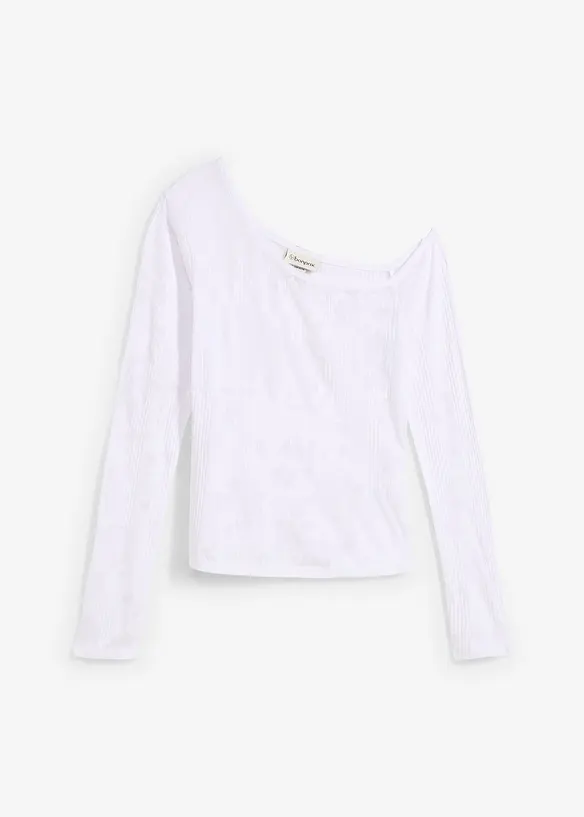 Off shoulder-topp med etset mønster, bonprix