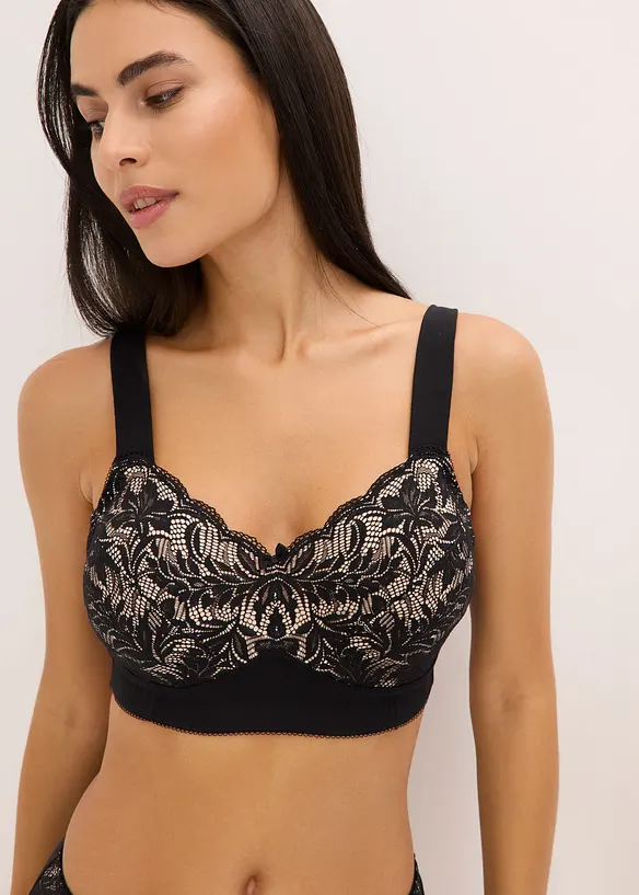 Bralette med økologisk bomull og blonder, bonprix