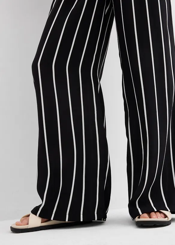 Bukse i lett krepp med vide ben, bonprix