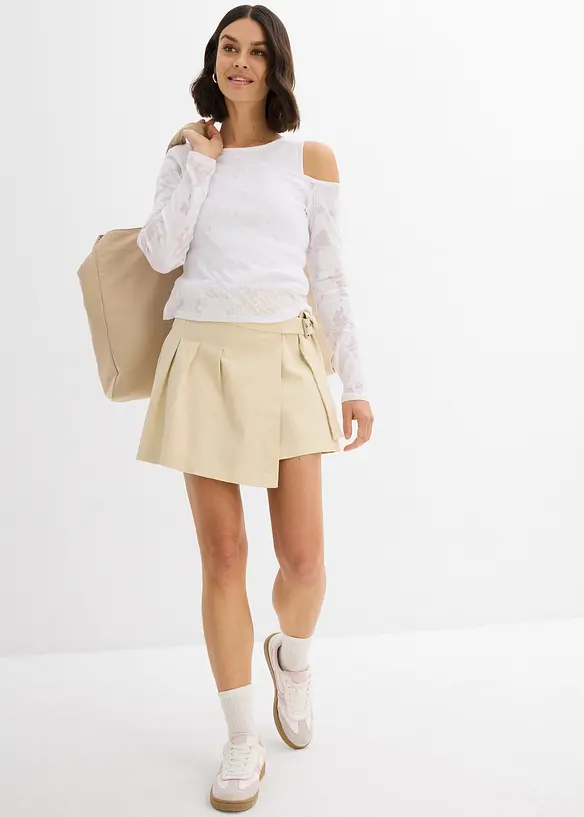Off shoulder-topp med etset mønster, bonprix