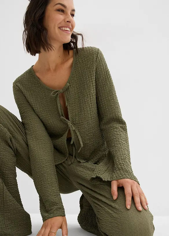 Cardigan i barcrepe, bonprix