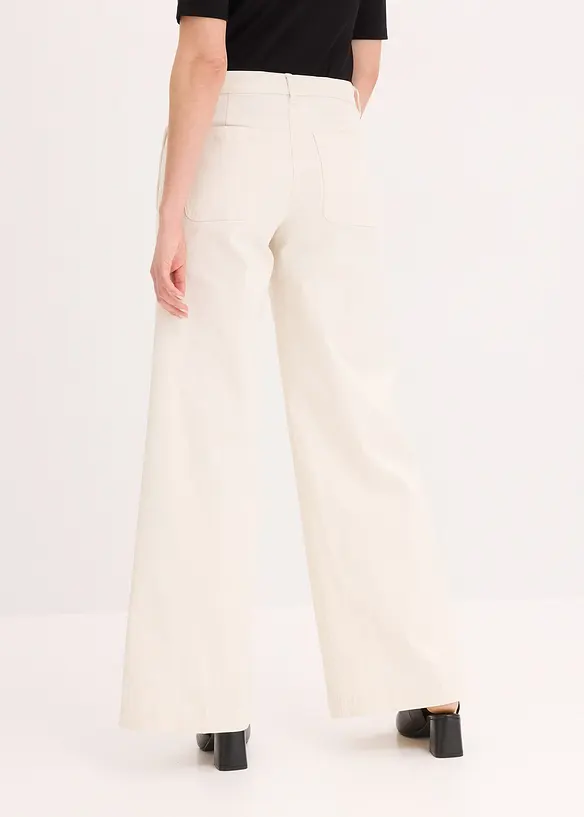 Wide Leg-bukse med stretch, bonprix