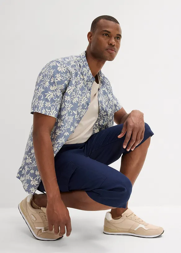 Regular Fit-cargo-bermudashorts med lin, bonprix