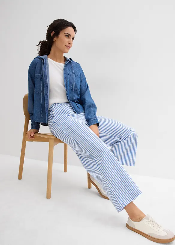 7/8-lang bukse i kreppmateriale med vide ben, bonprix