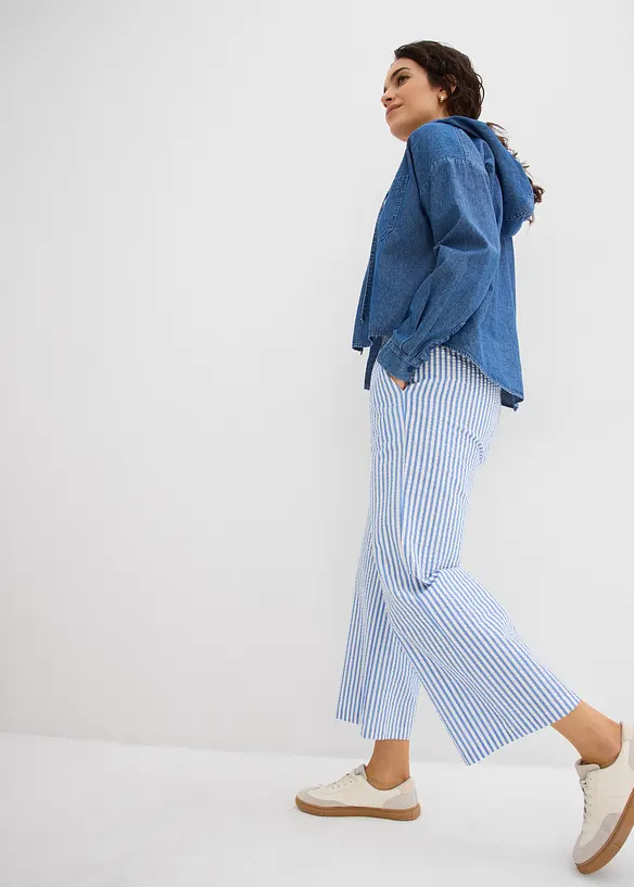 7/8-lang bukse i kreppmateriale med vide ben, bonprix