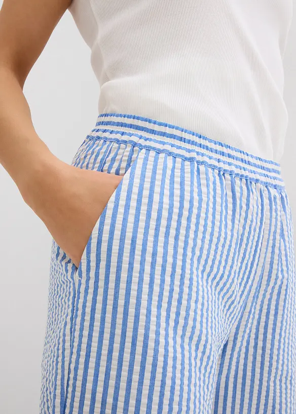 7/8-lang bukse i kreppmateriale med vide ben, bonprix