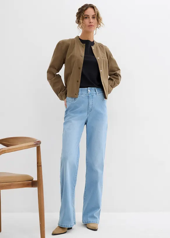 Straight-jeans, High Waist, splitt i kanten, bonprix