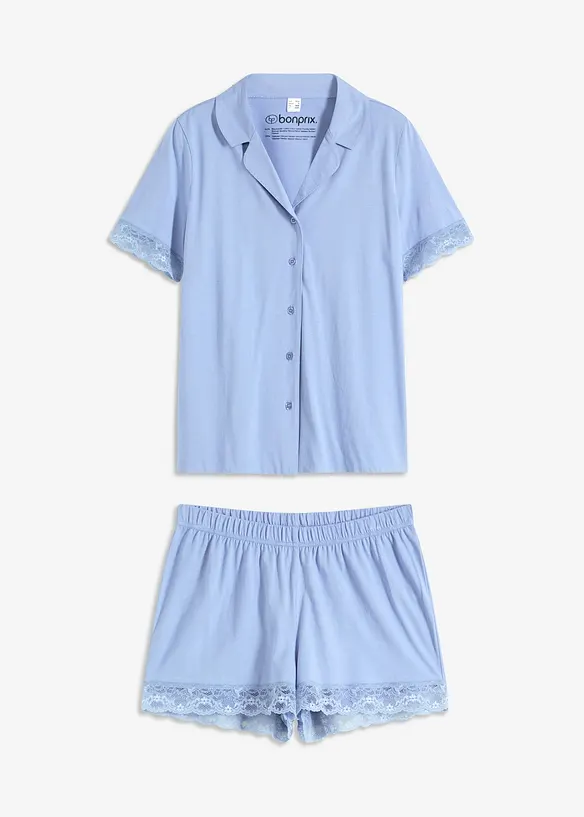Pyjamas med knappestolpe og viskose, bonprix