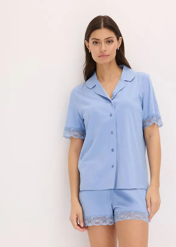 Pyjamas med knappestolpe og viskose, bonprix
