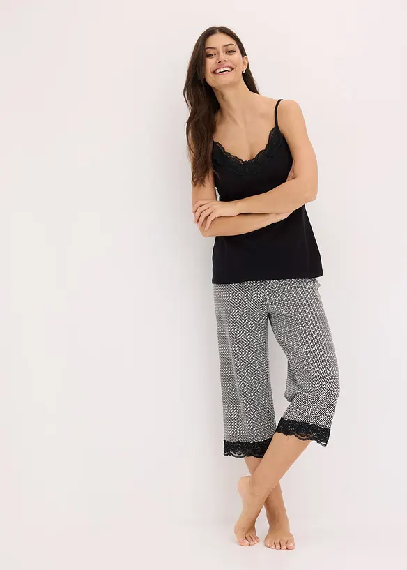 Pyjamas med capribukse og singlet, bonprix