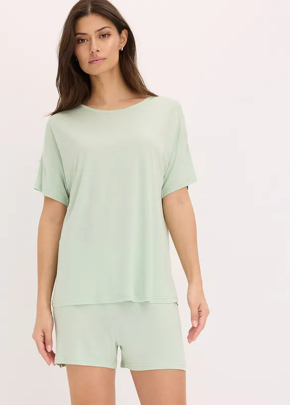Pyjamas med oversized topp i viskose, bonprix