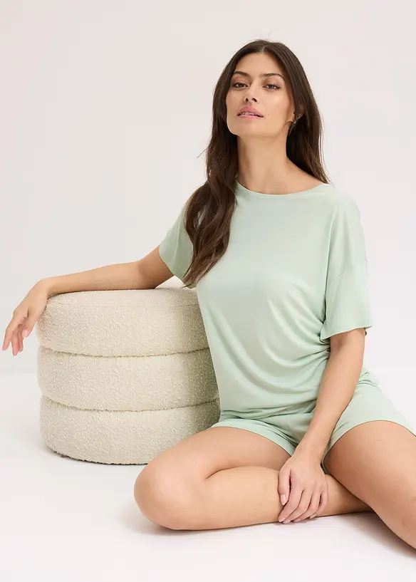 Pyjamas med oversized topp i viskose, bonprix