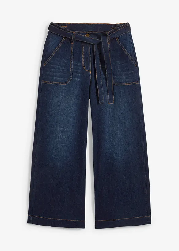 Wide Leg-jeans High Waist, komfortlinning cropped, bonprix
