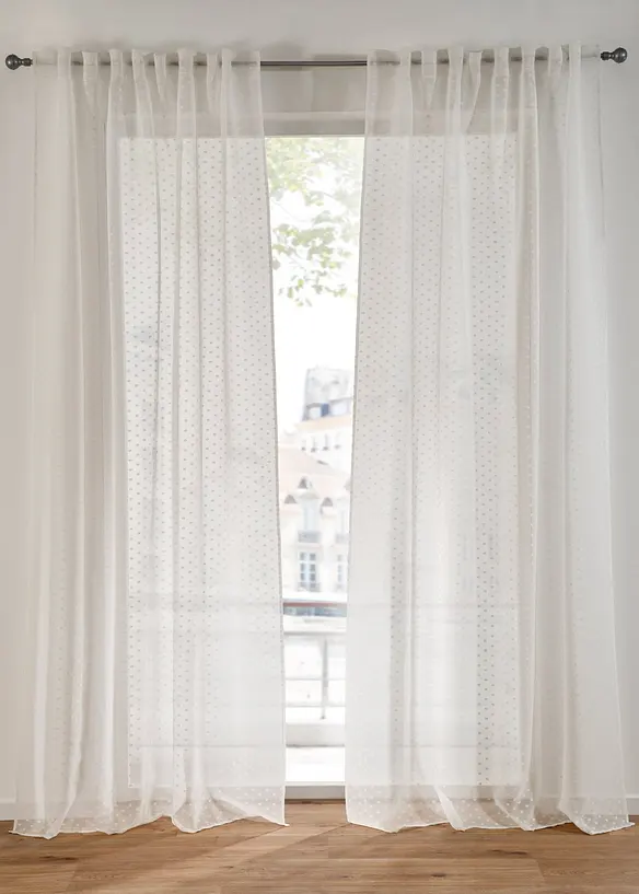 Gardin med jacquard-prikkemønster (1-pack), bonprix