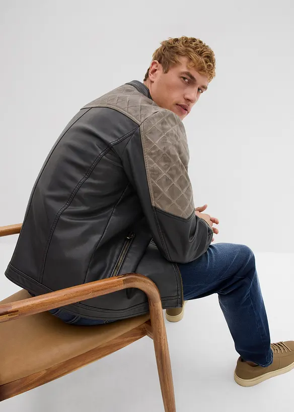 Jakke i imitert skinn og bikerstil, bonprix