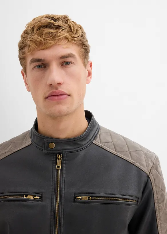 Jakke i imitert skinn og bikerstil, bonprix