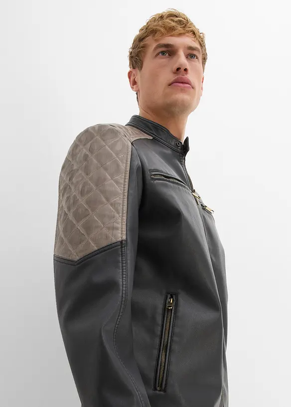 Jakke i imitert skinn og bikerstil, bonprix