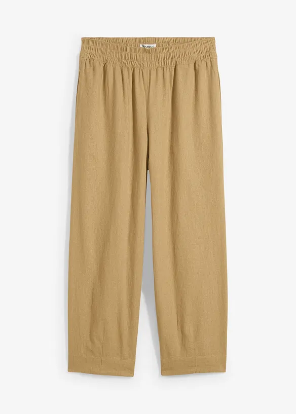 Slip on-bukse med lin, 7/8-lengde, bonprix