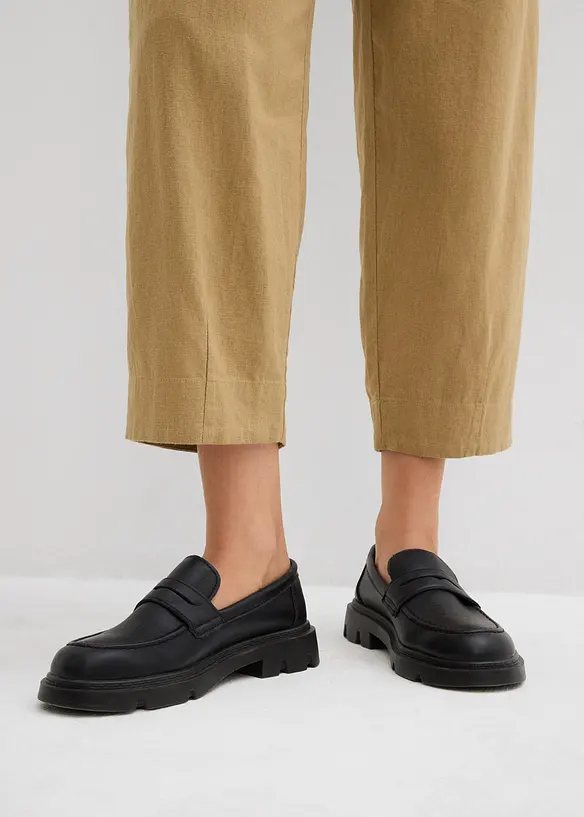 Slip on-bukse med lin, 7/8-lengde, bonprix