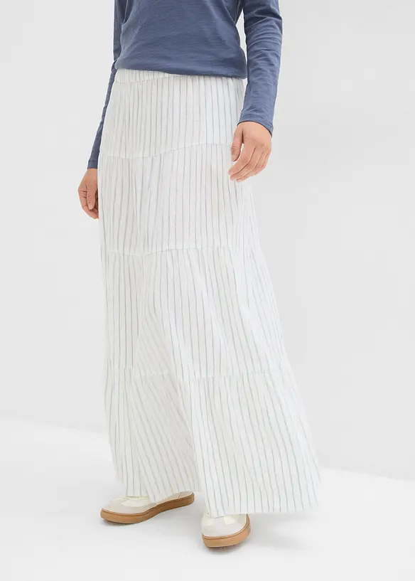 Maxiskjørt i 100% bomull med stripemønster, bonprix