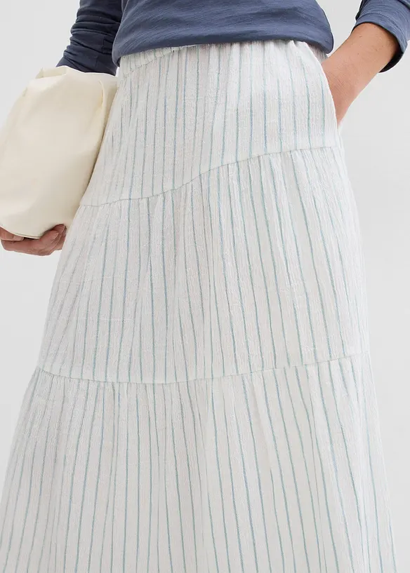 Maxiskjørt i 100% bomull med stripemønster, bonprix