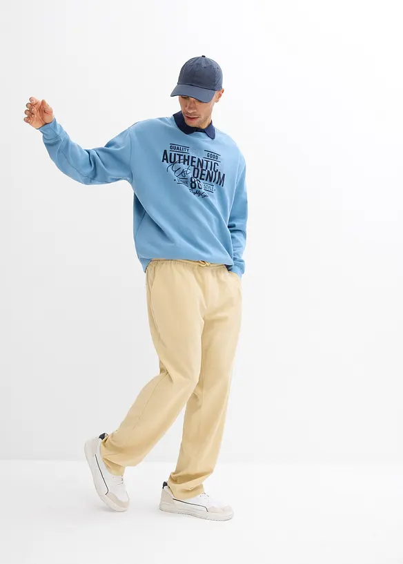 Relaxed Fit-pull on-bukse med stretch, Straight, bonprix
