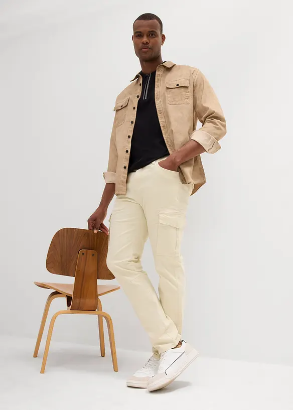 Slim Fit-bukse med stretch og cargolommer, Straight, bonprix