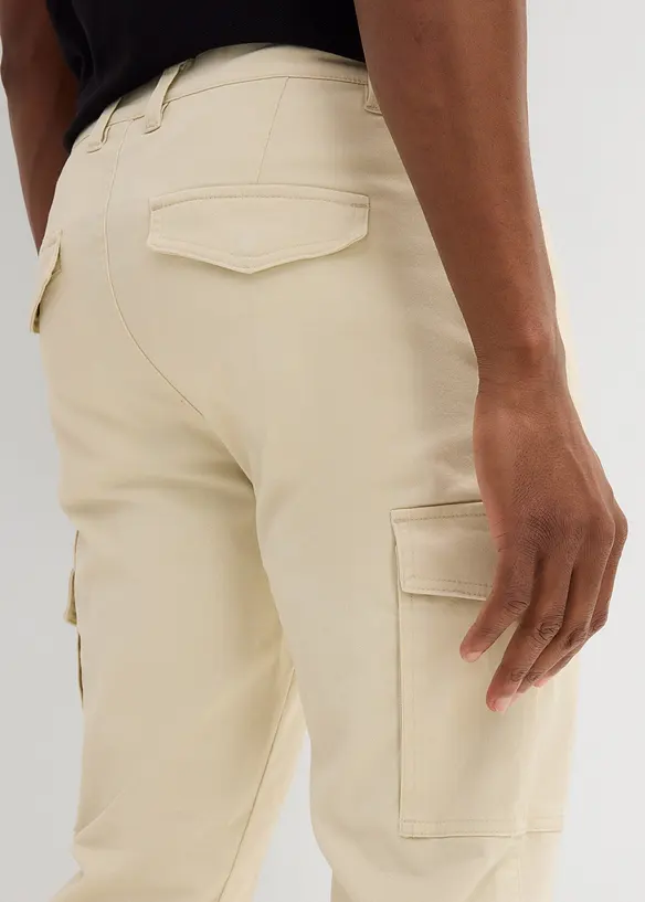 Slim Fit-bukse med stretch og cargolommer, Straight, bonprix