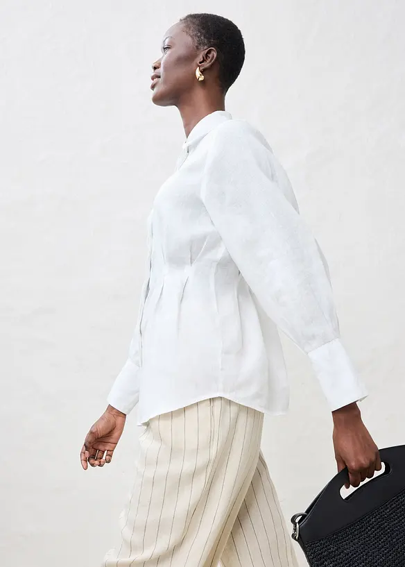 Bluse i innsvingt modell og lin, bonprix