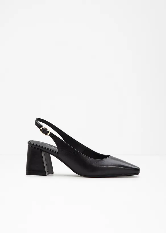 Slingback-pumps i skinn, bonprix