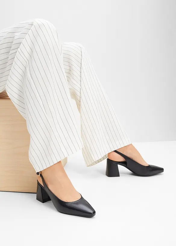 Slingback-pumps i skinn, bonprix