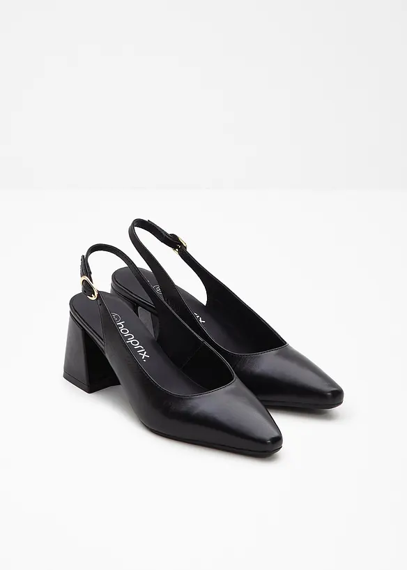 Slingback-pumps i skinn, bonprix