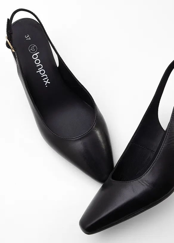 Slingback-pumps i skinn, bonprix