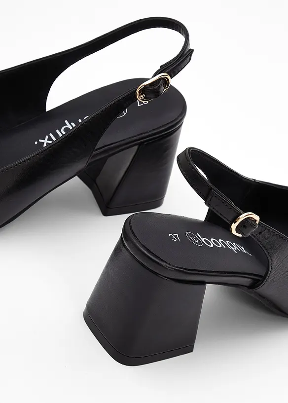 Slingback-pumps i skinn, bonprix