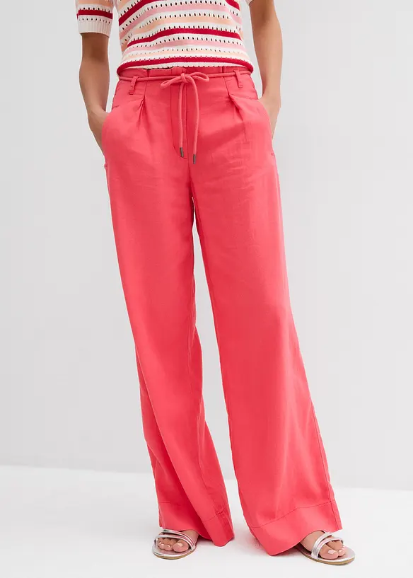 Paperbag bukse i luftig linmiks, bonprix