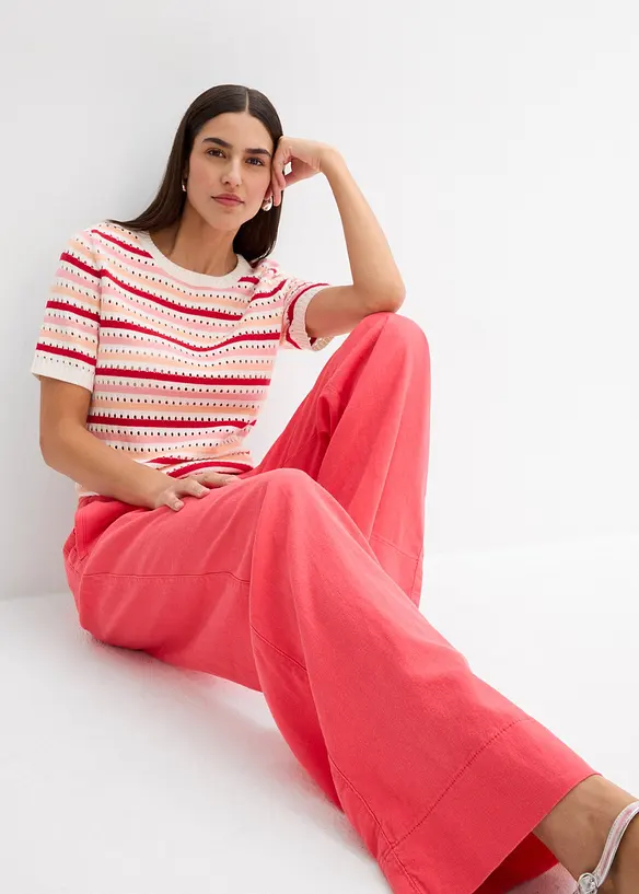 Paperbag bukse i luftig linmiks, bonprix