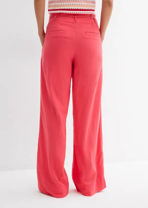 Paperbag bukse i luftig linmiks, bonprix