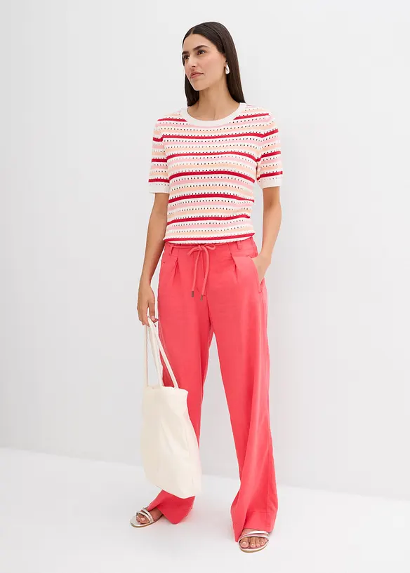 Paperbag bukse i luftig linmiks, bonprix