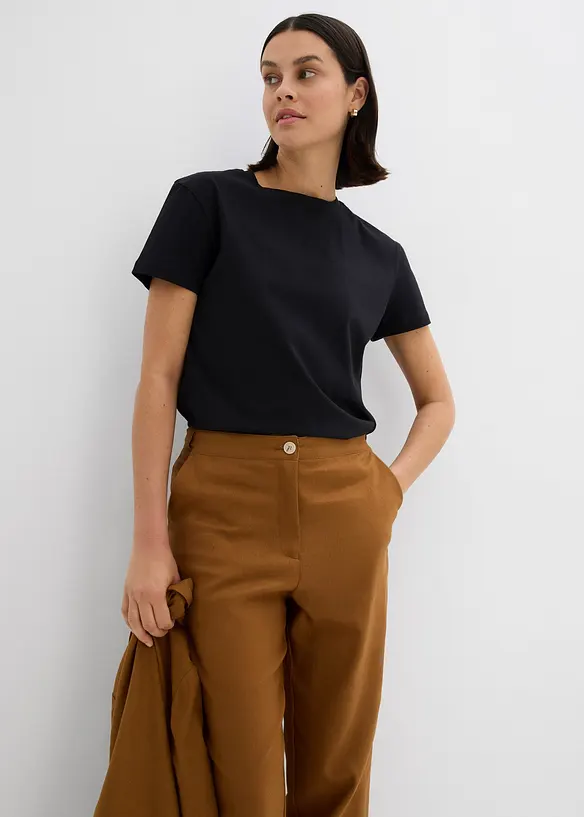 High Waist-bukse i lin-viskosemiks med kortere benlengde, bonprix