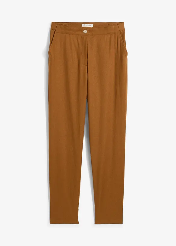 High Waist-bukse i lin-viskosemiks med kortere benlengde, bonprix